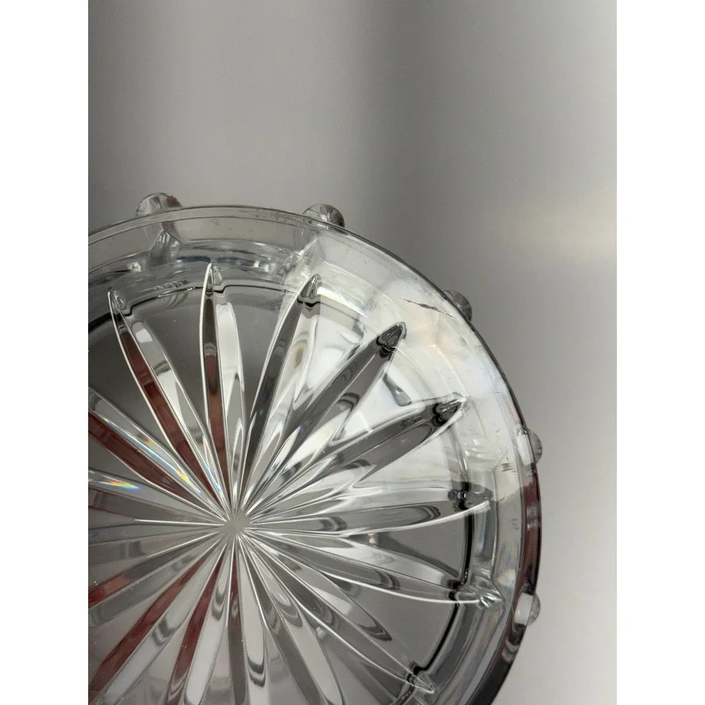 Vintage lead Crystal Drum Shape Candy/Cookie Jar heavy‎ very nice !